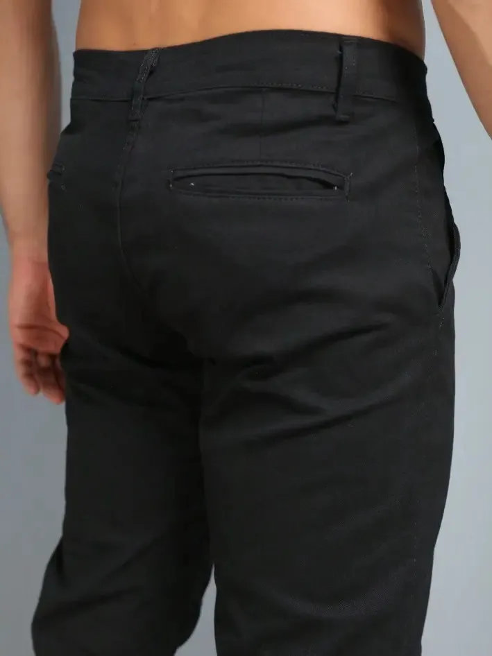Calça sarja masculina preta — costas